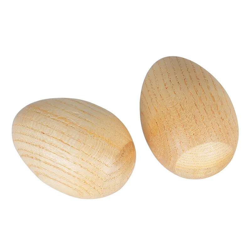Maracás de Madeira, Instrumento Musical de Percussão, 2 Peças, Bege