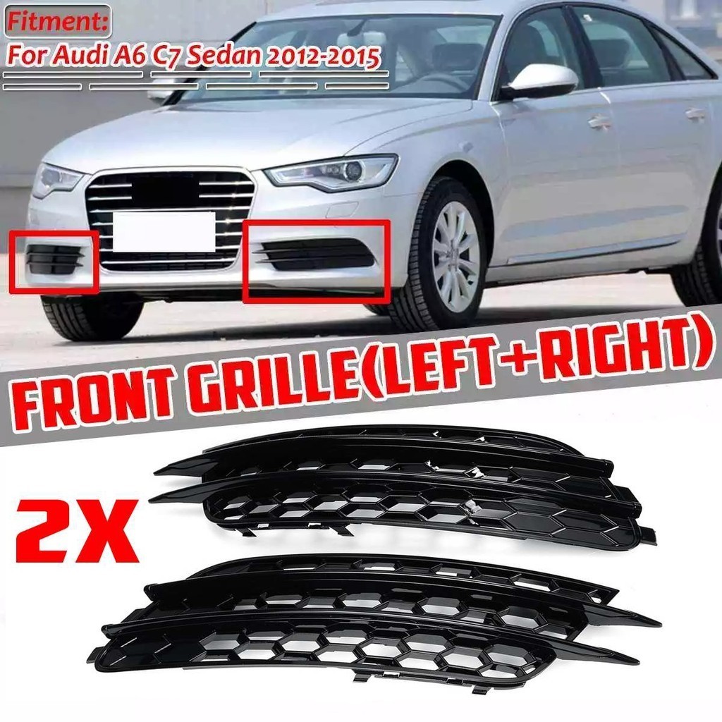 Para Audi A6 C7 Sedan 2012-2015 Amortecedor Dianteiro Luz De Nevoeiro Grade Corrida 1 Par Carro Favo De Mel Hex Lâmpada