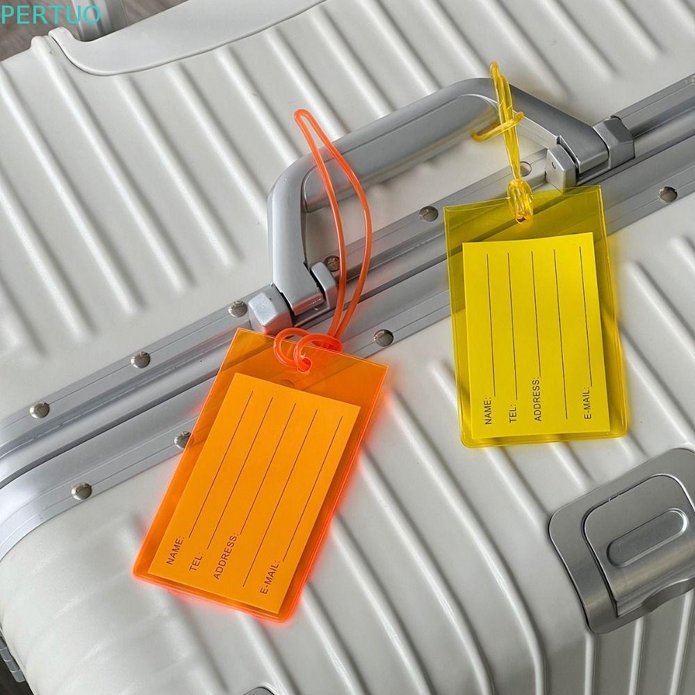 Etiqueta De Bagagem PERTUO , Etiquetas De Nome Em PVC Para Cartão De Embarque , Endereço Colorida Mala De Avião