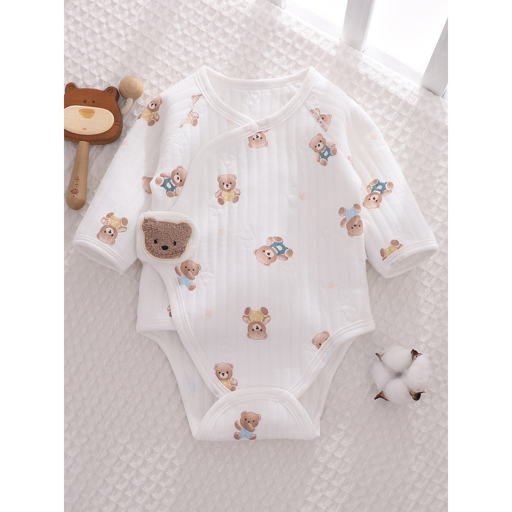 Bebê recém-nascido macacão primavera outono inverno acolchoado roupa interior térmica 1 ano de idade masculino feminino 
