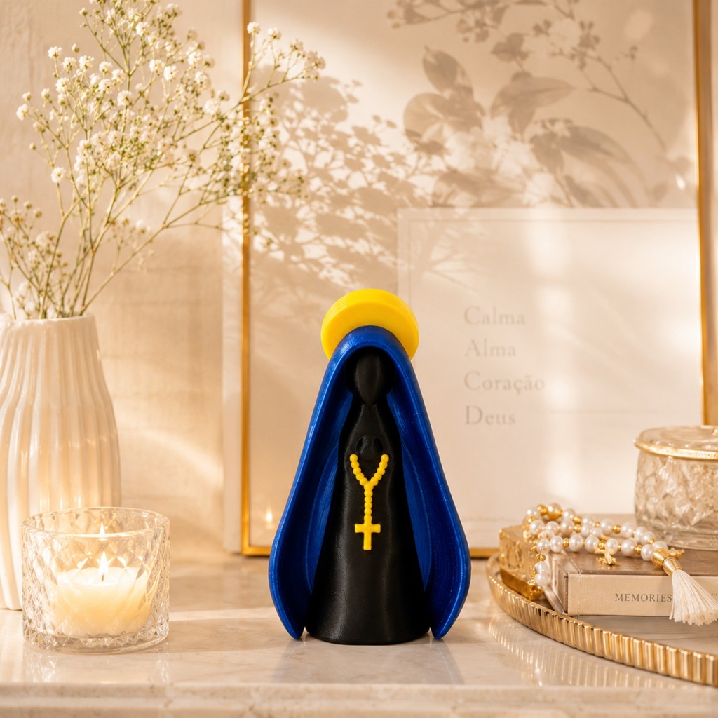 Nossa Senhora Aparecida Decorativa em Impressão 3D para Batizado e Ambientes Religiosos