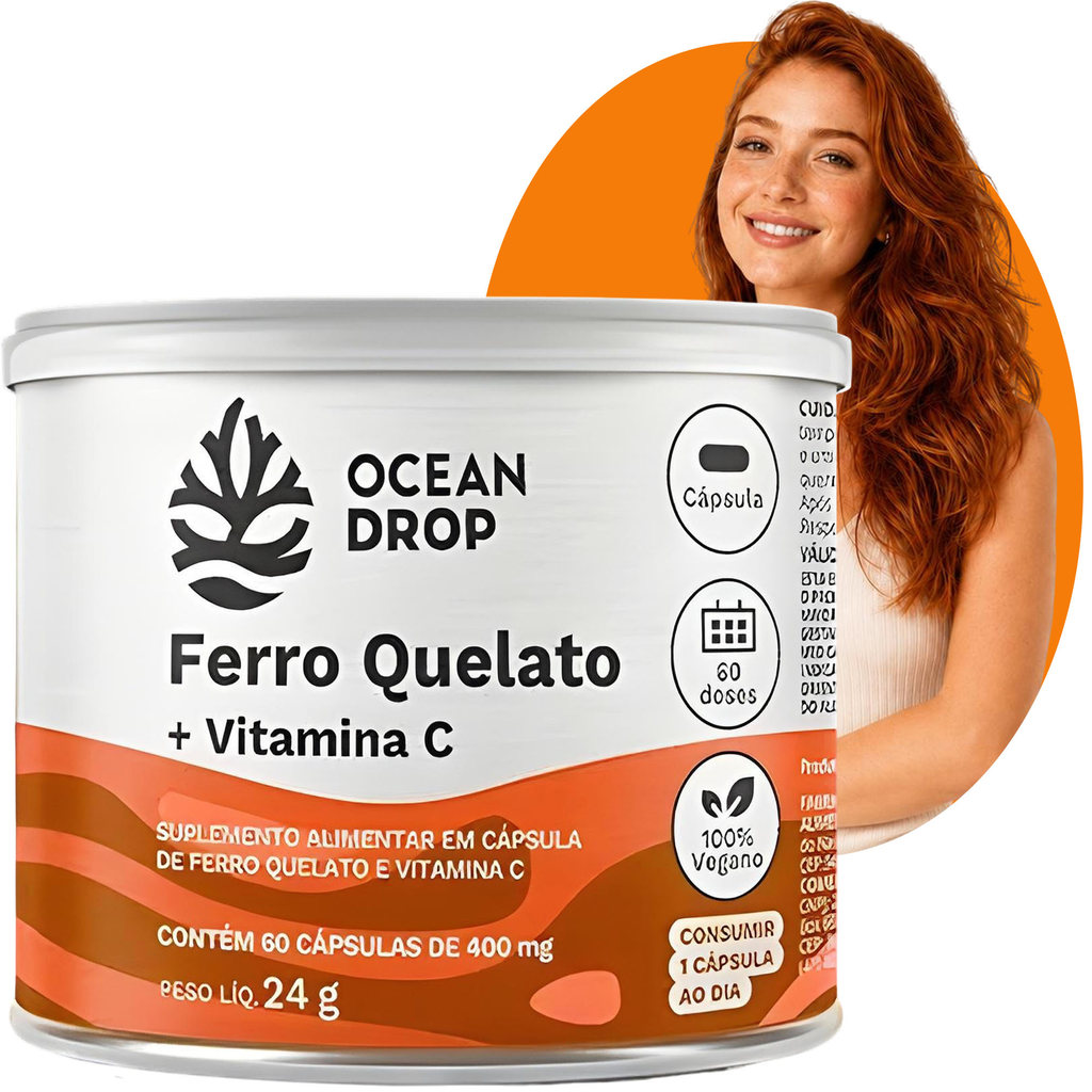 Kit Ferro Quelato + Vitamina C 60 Cápsulas Anemia Imunidade Absorção Suplemento Energia Saúde