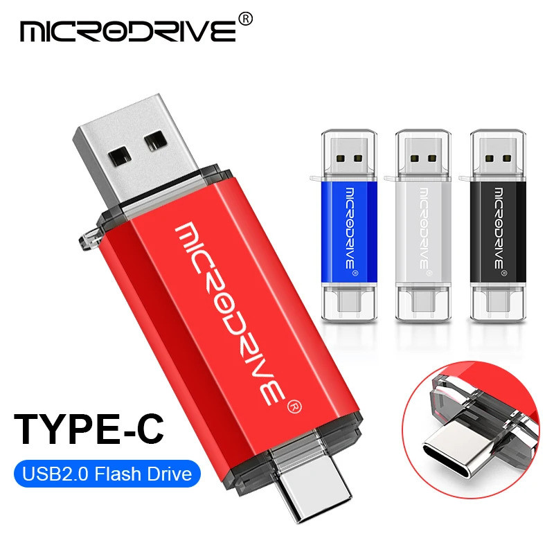 Pen Drive USB Tipo C OTG 2 em 1 USB 2.0 Micro USB 128GB 64GB 32GB 16GB 8GB 4GB