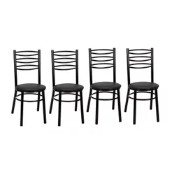 Conjunto 4 Cadeiras para Sala de Jantar Tradicional Pintada/Preto