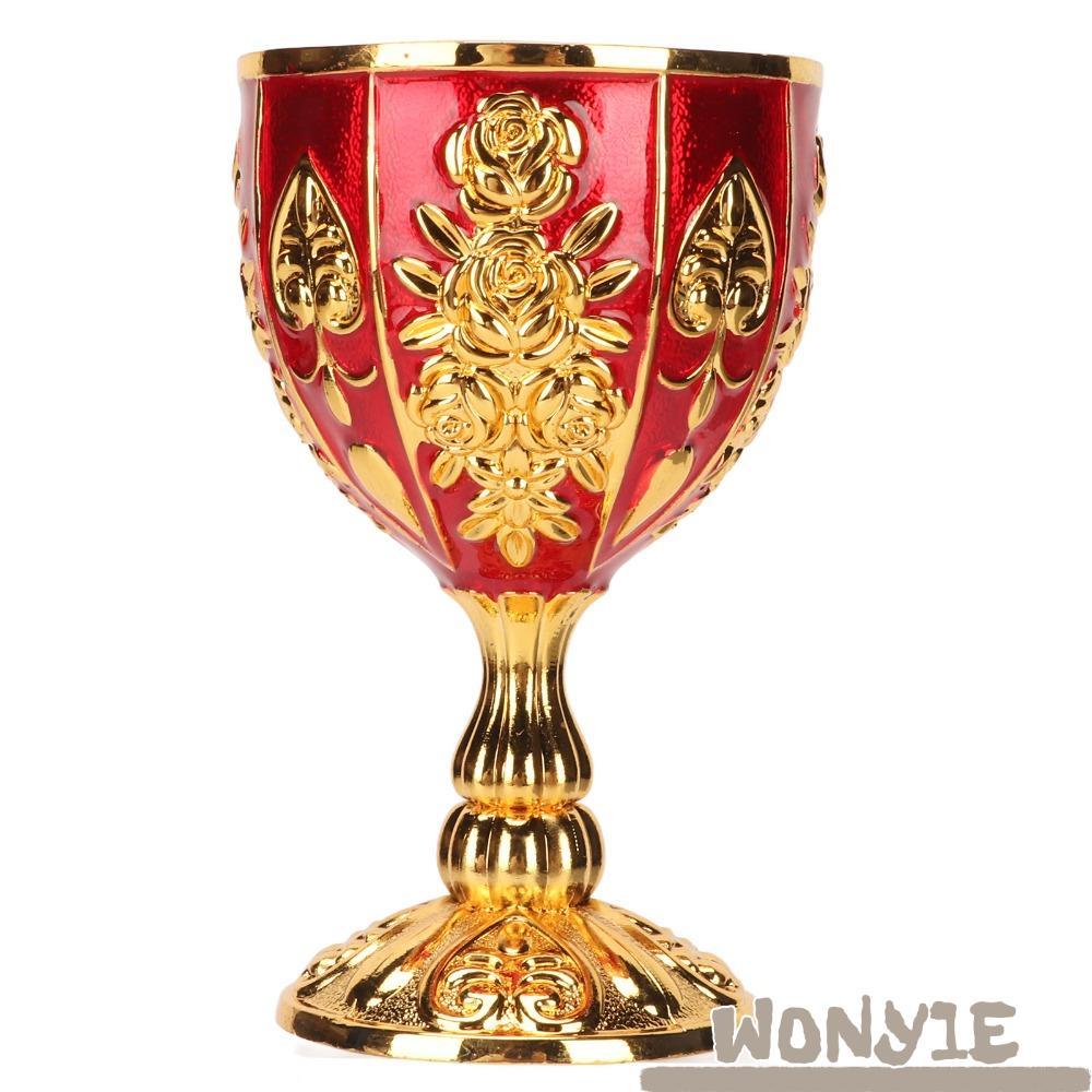 Cálice De Ouro WONY1E , Copo De Espiga De Flor Retrô , Decoração De Bar De Taça De Vinho Tinto Branco De Metal Vermelho