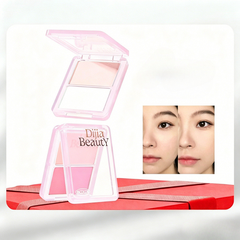 Paleta De Contorno De Iluminador De Sombra Dupla Fosca DIJIA , Pó Facial 3D Natural Esculpido Compacto Para Pele Mista