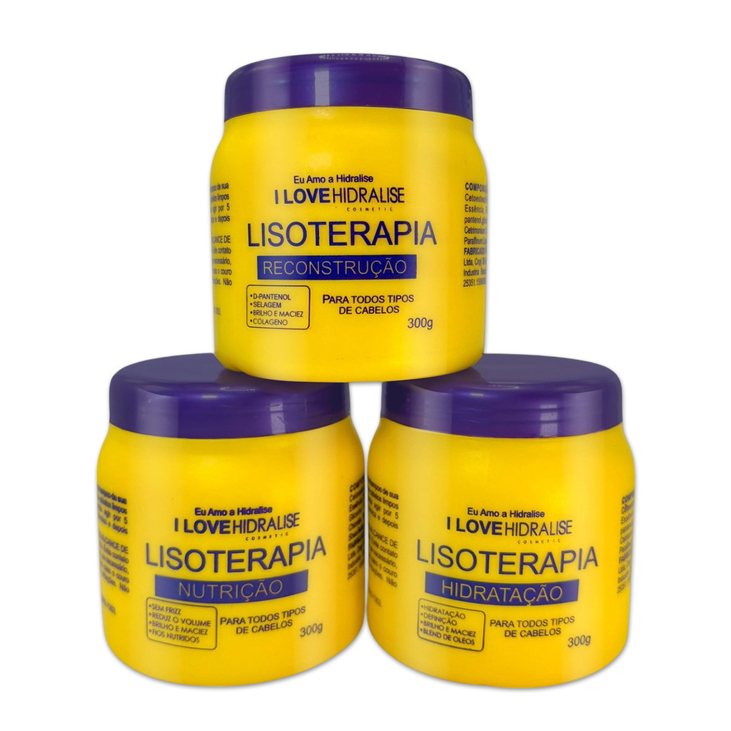 Cronograma Capilar Lisoterapia Tratamento 300g 3 Mascaras,Hidratação, Nutriçaõ e Reconstrução