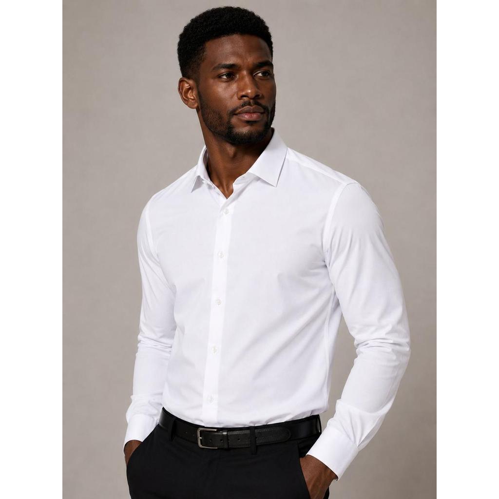 Camisa Social Masculina Manga Longa Slim Fit Muito Elastano com Botão Tecnológica