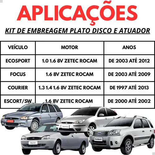 Kit Embreagem + Atuador Fiesta 1.6 8v Zetec Rocam 2006 2014 — imagem 2 de 2