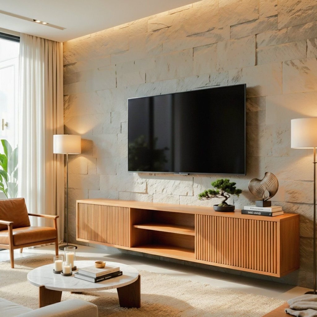 Rack Suspenso para TV até 75 Polegadas 100% MDF 180cm Zeus Marrom Naturalle
