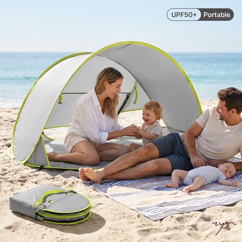 Tenda De Praia Para Bebês UPF50 + Rede Mosquiteira Pop Up Abrigo Dobrável Piquenique De Acampamento