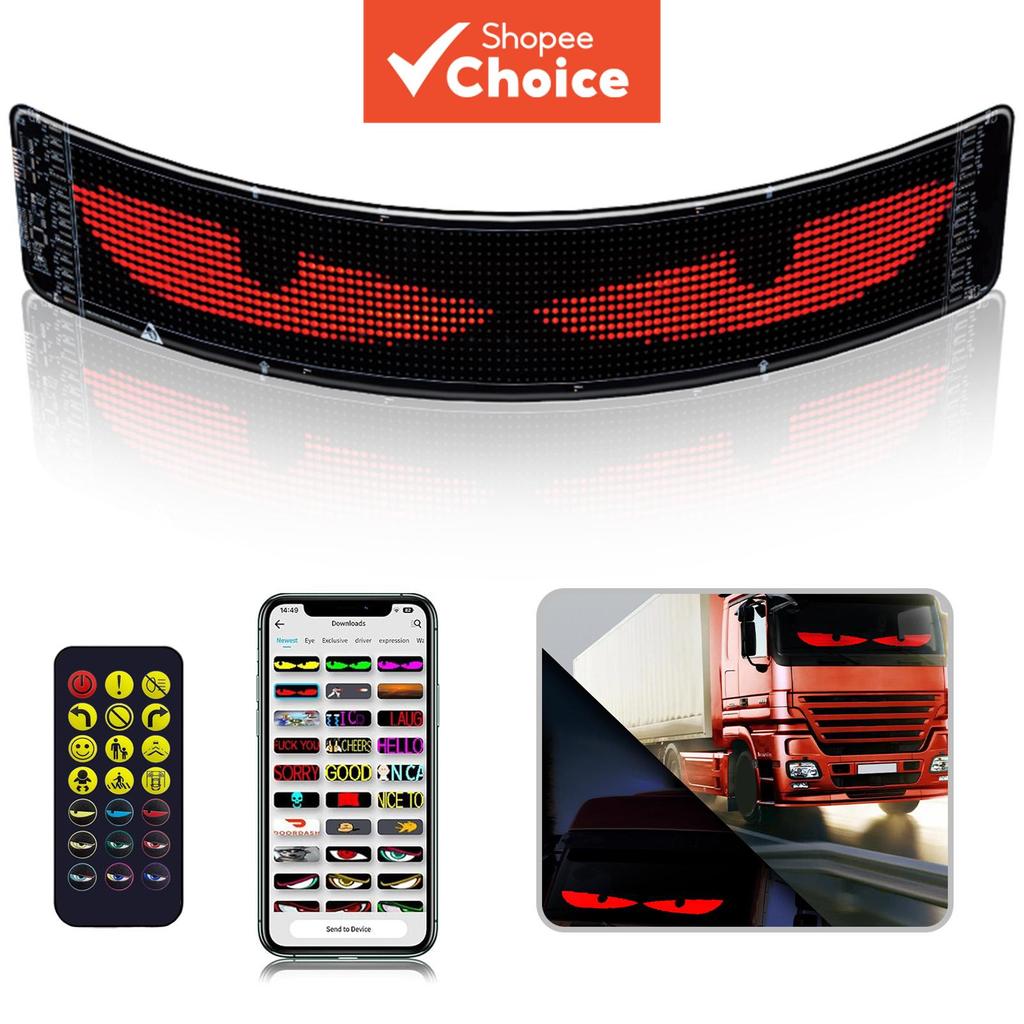 Luzes de LED flexíveis com olho do diabo para para-brisa de carro, display programável com suporte para personalização