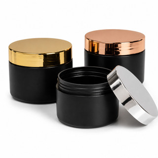 Kit Potes Plásticos 300ml Preto Com Tampa Metálica 2 4 Ou 6 Unidades