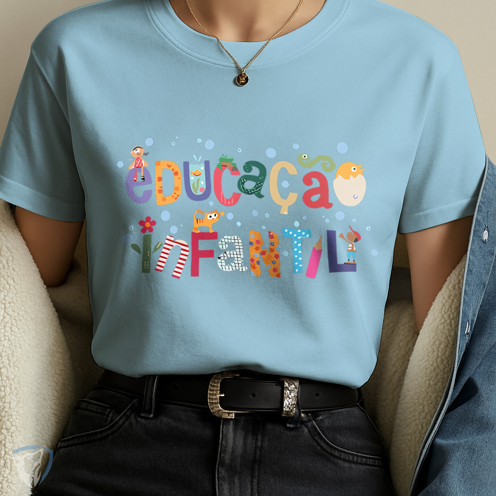 Camiseta Feminina Professora Educação Infantil Pedagogia Escola Uniforme Educadora Ensino Básico Docente