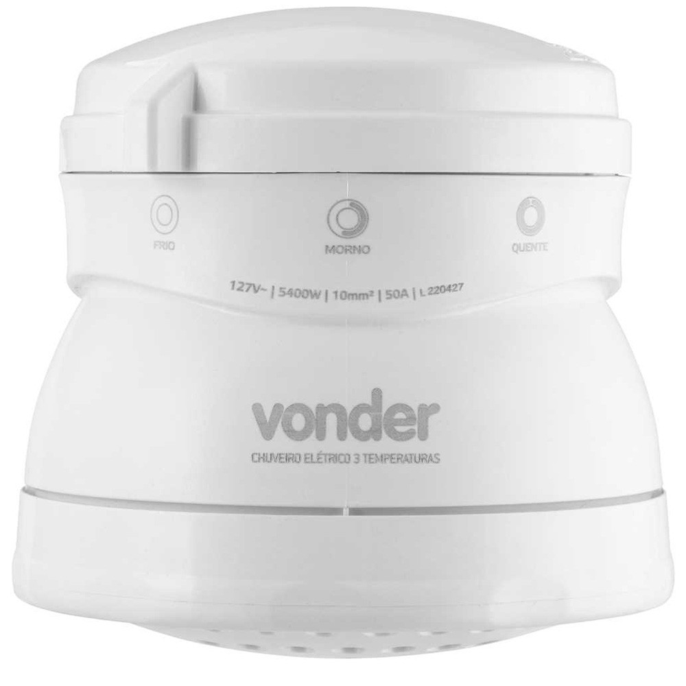Chuveiro Ducha Elétrica Vonder 3T 5400W Branca 127V ou 220V 3 Temperaturas com Chuveirinho