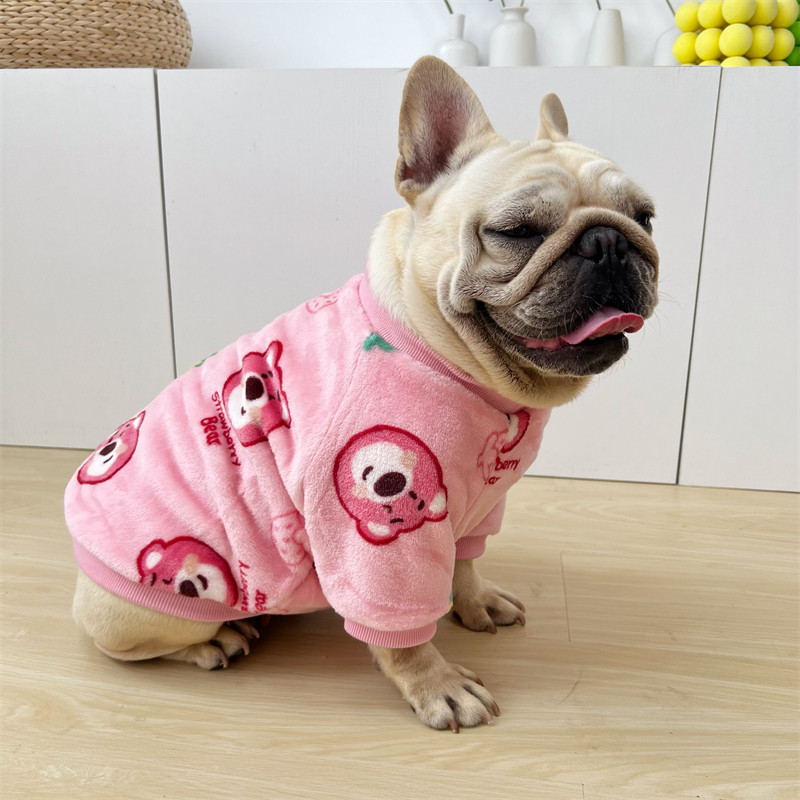 Roupas de luta francesa outono inverno roupas engrossado casaco de lã quente moletom dos desenhos animados Pug Bulldog P
