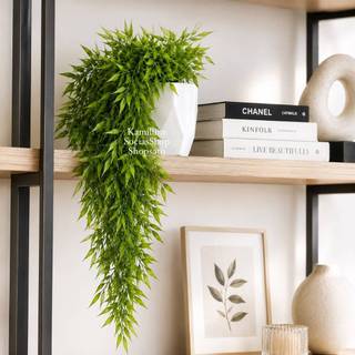 Planta Pendente Artificial Bambu Com Vaso Branco Médio Sortidos