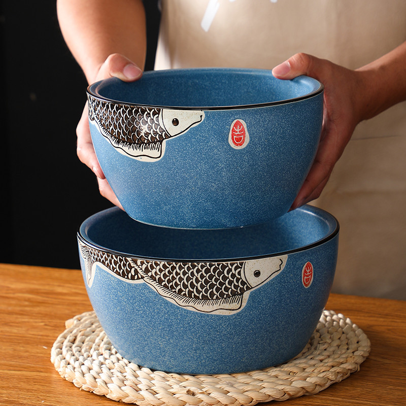 Bacia de cerâmica artesanal criativa à moda antiga com tampa bacia de tempero tigela recipiente de frango tamanho pequen