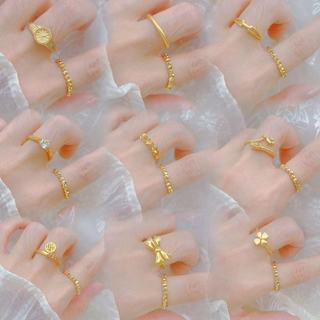 Areia ouro trevo anel feminino simulação cor de ouro método antigo simples anel luz luxo nicho Design simples anel jóias