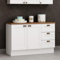 Balcão Cozinha Genialflex Provençal Branco Com Tampo Ébano