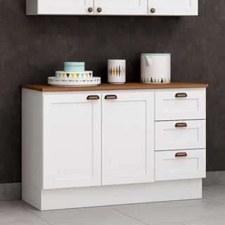 Balcão Cozinha Genialflex Provençal Branco Com Tampo Ébano em Oferta na Shopee