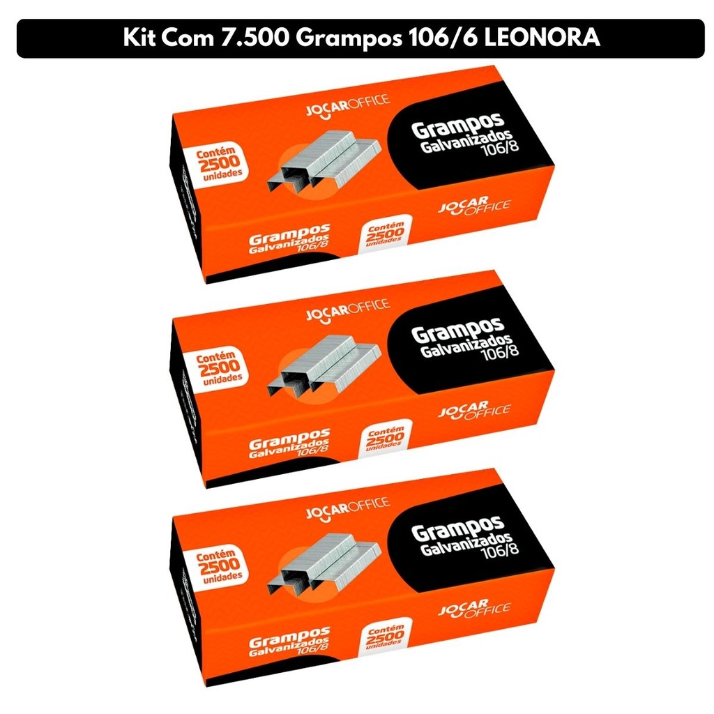 Kit C/ 7500 Grampo para Grampeador LEONORA - 106/8