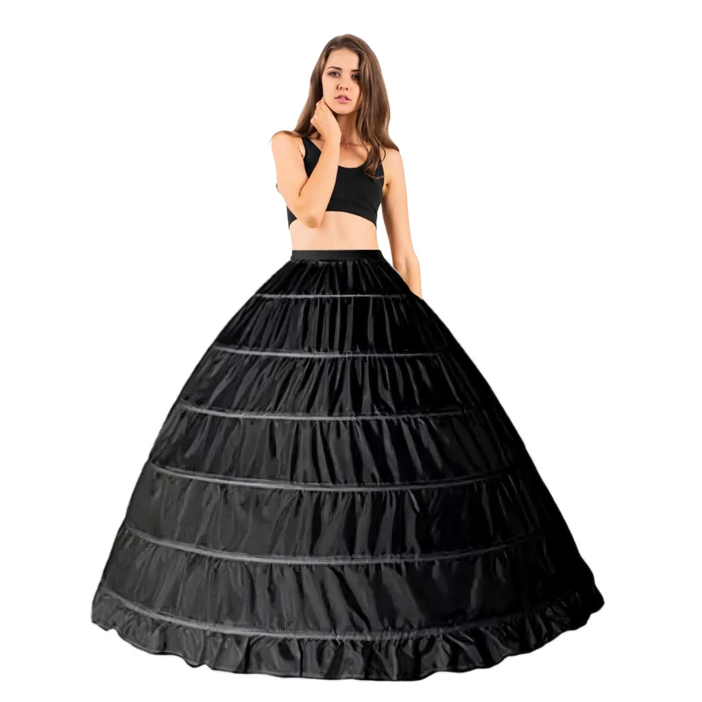 Anágua Saiote Armação Vestido de Festa Baile 6 Aros Preto