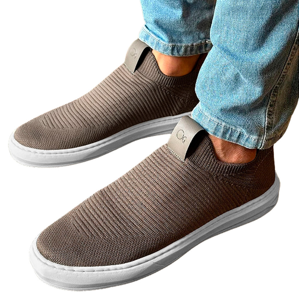 Sapatênis Ogochi Marrom Knit Slip On