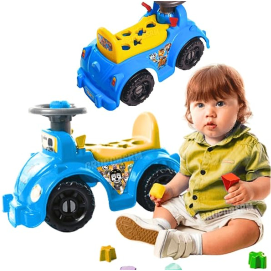 Andador Carrinho Infantil com Chave Giratória, Buzina e Porta Objetos 6 Peças de Encaixe