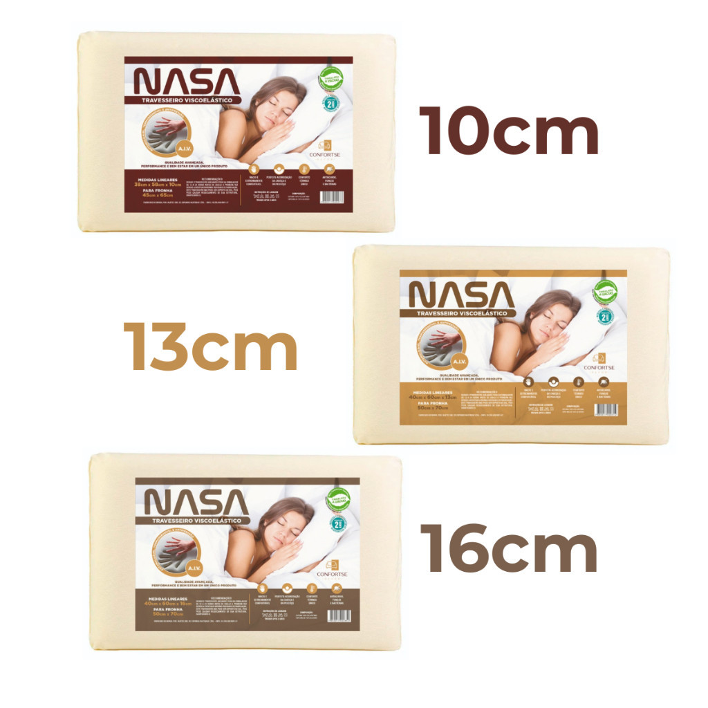 Travesseiro NASA Grande | Viscoelástico Inteligente Ortopédico Hipoalergênico
