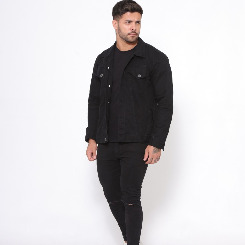 Jaqueta Jeans Masculina Conforto Casual Estilo Preta