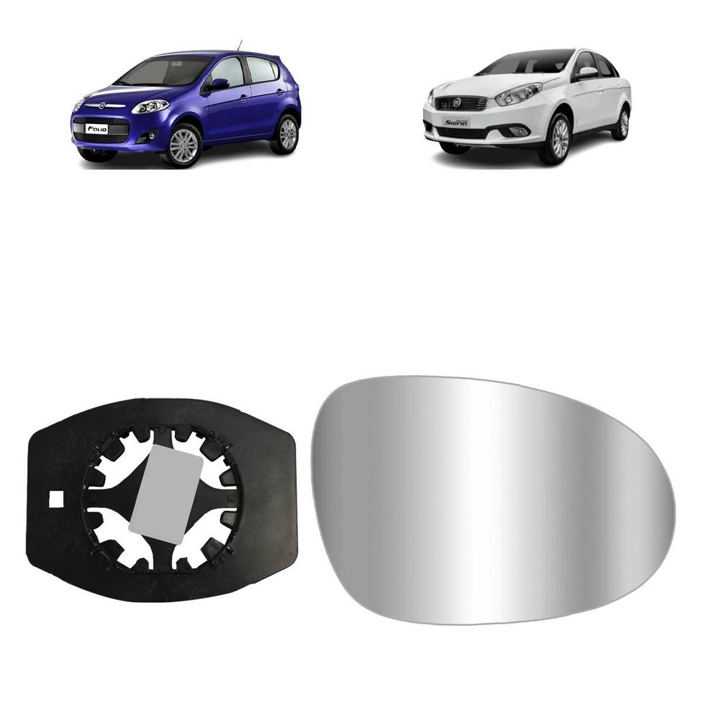 REFIL LENTE ESPELHO DO RETROVISOR PALIO NOVO 2012 A 2018 GRAND SIENA 2015 A 2022 LADO ESQUERDO COM BASE CONVEXO