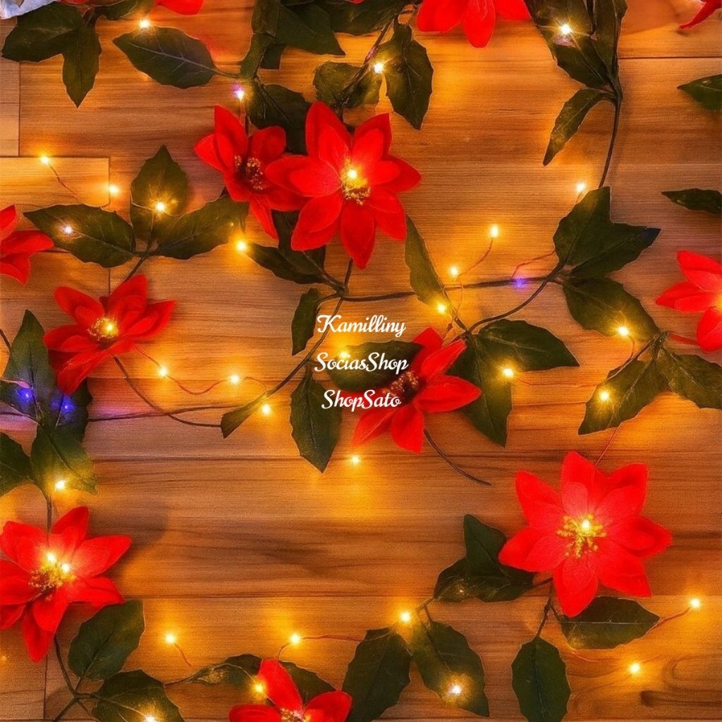Cordão Bico De Papagaio Vermelho Com Cordão LED Fio De Fada Decoração Completa