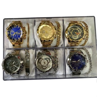 Kit 5 Relogios Masculino aço inox pulseira + linda pulseira em aço bonita elegante presente em Oferta na Shopee