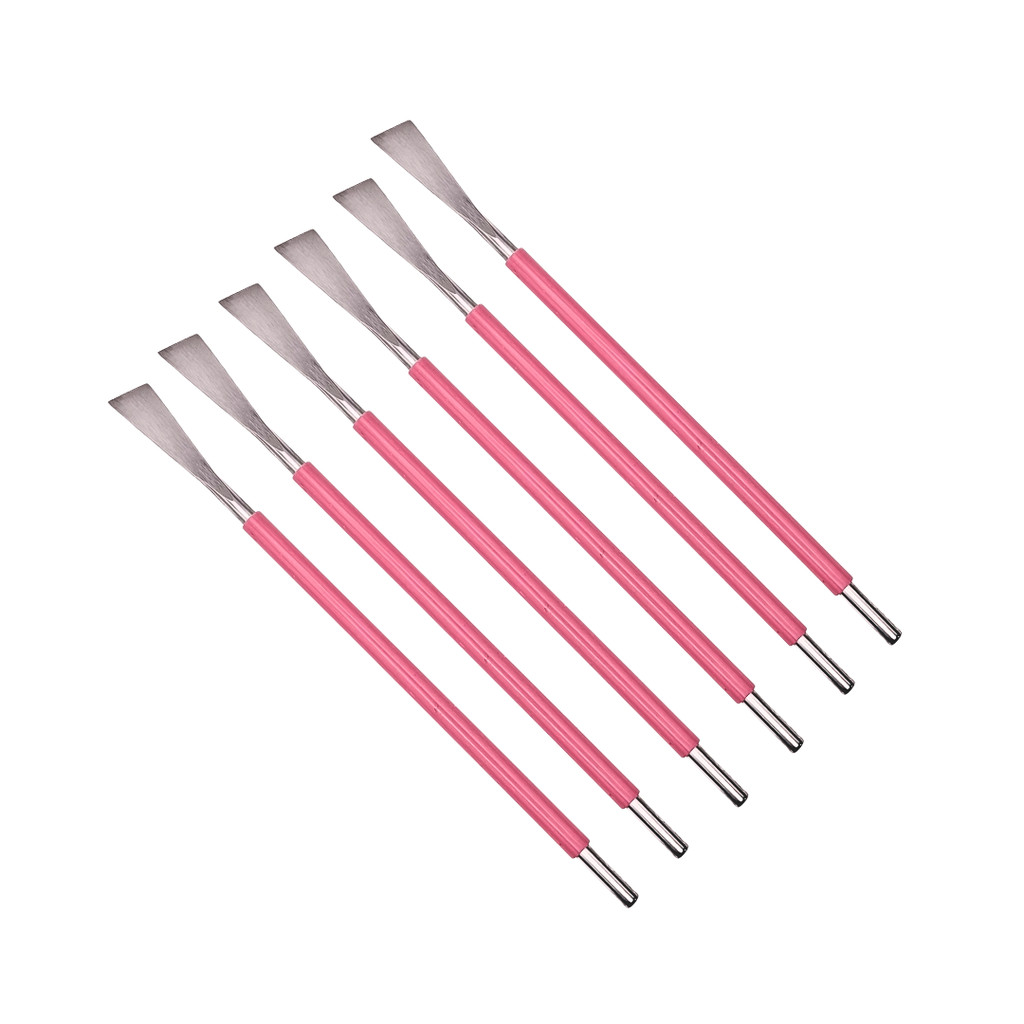 6 Espátula Calo Médio Cabo Silicone Rosa Slim