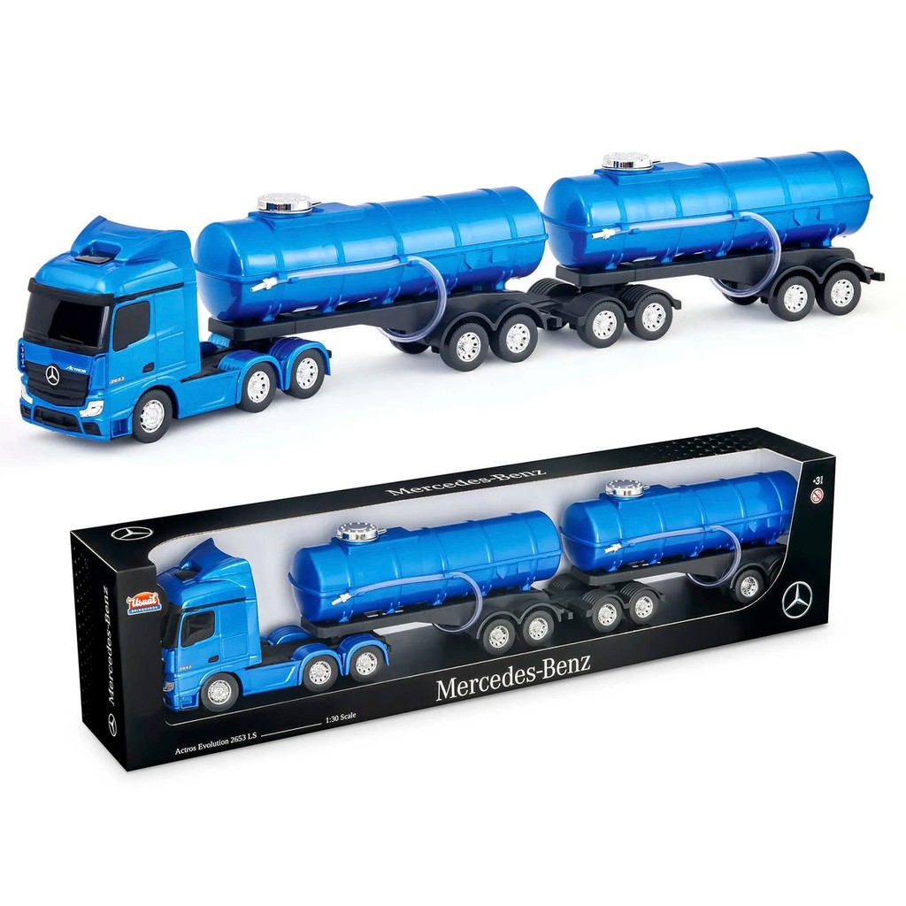 Caminhão Mercedes-Benz Actros Rodotrem Tanque Miniatura Brinquedo Realista Colecionável Rodas Cromadas
