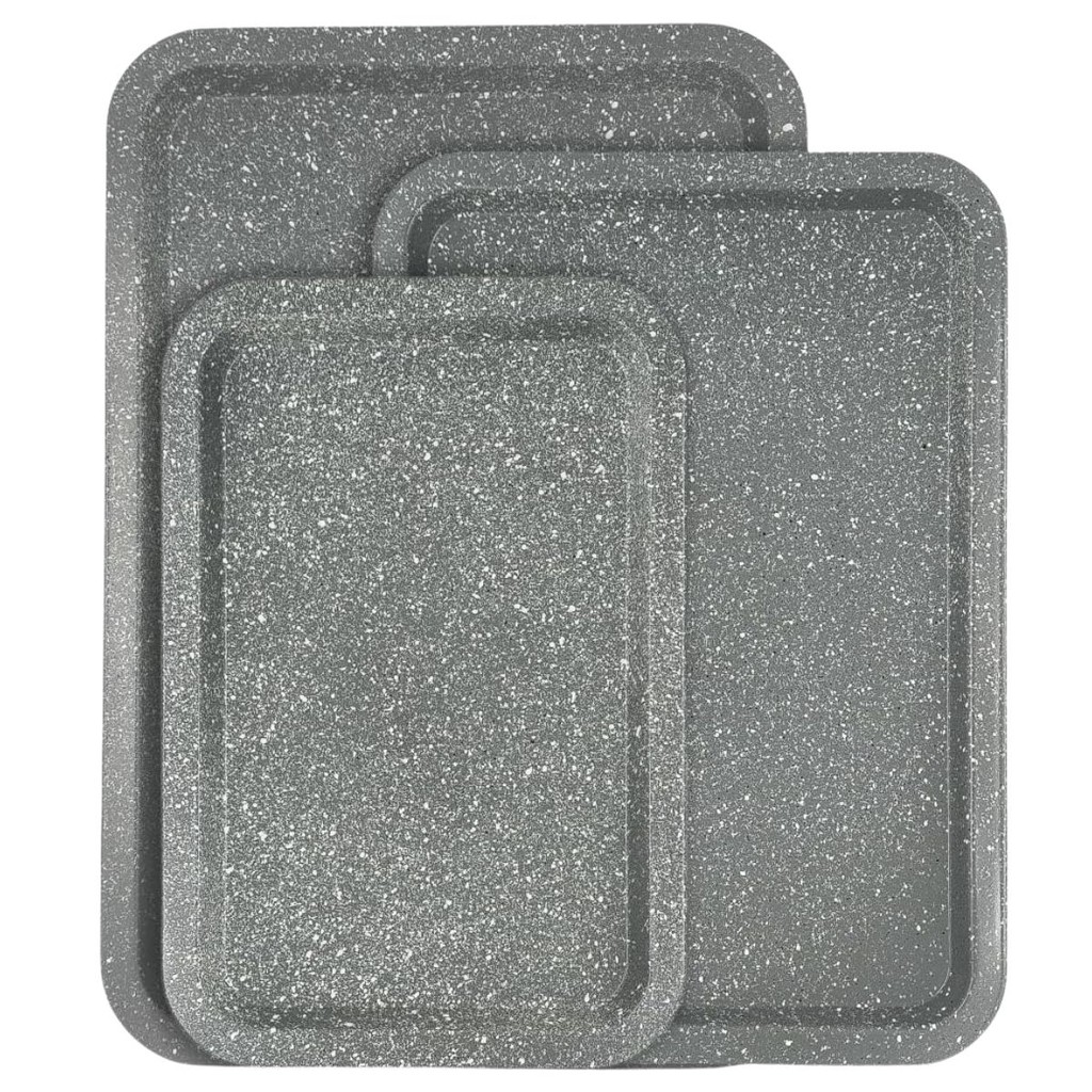 CONJUNTO DE ASSADEIRAS 3 PECAS OSTER 43,2CM, 38,1CXM E 33CM DARTMORE - CINZA MARBLE  Ean :085081673640