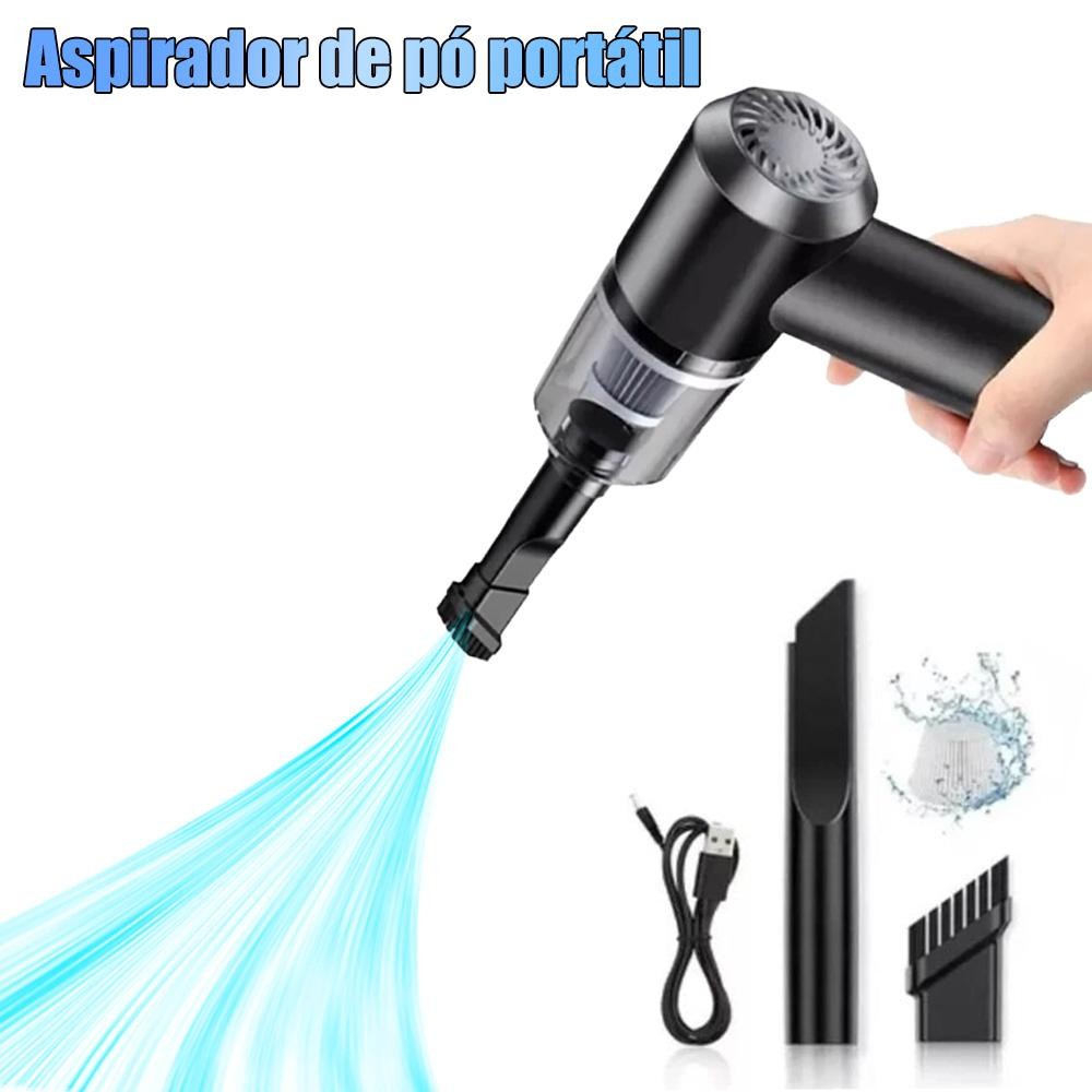 Aspirador de pó e soprador portátil 3 em 1 - Alta potência, versátil para carro, janelas e muito mais em Oferta na Shopee