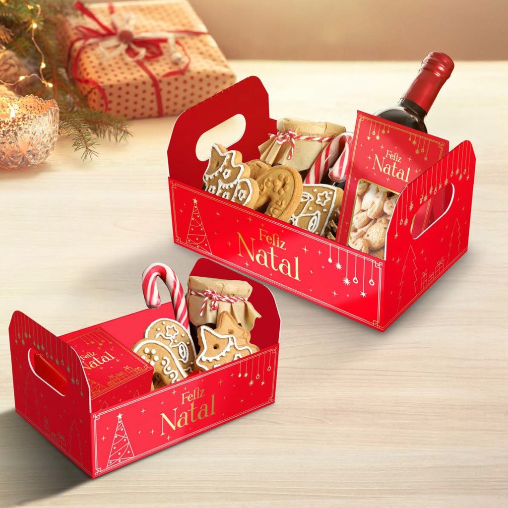 30 CESTA NATAL CAIXOTE M 22X14X12 - NATAL LUZ 5694 (NATAL 2025 IDEIA) (CHOCO)