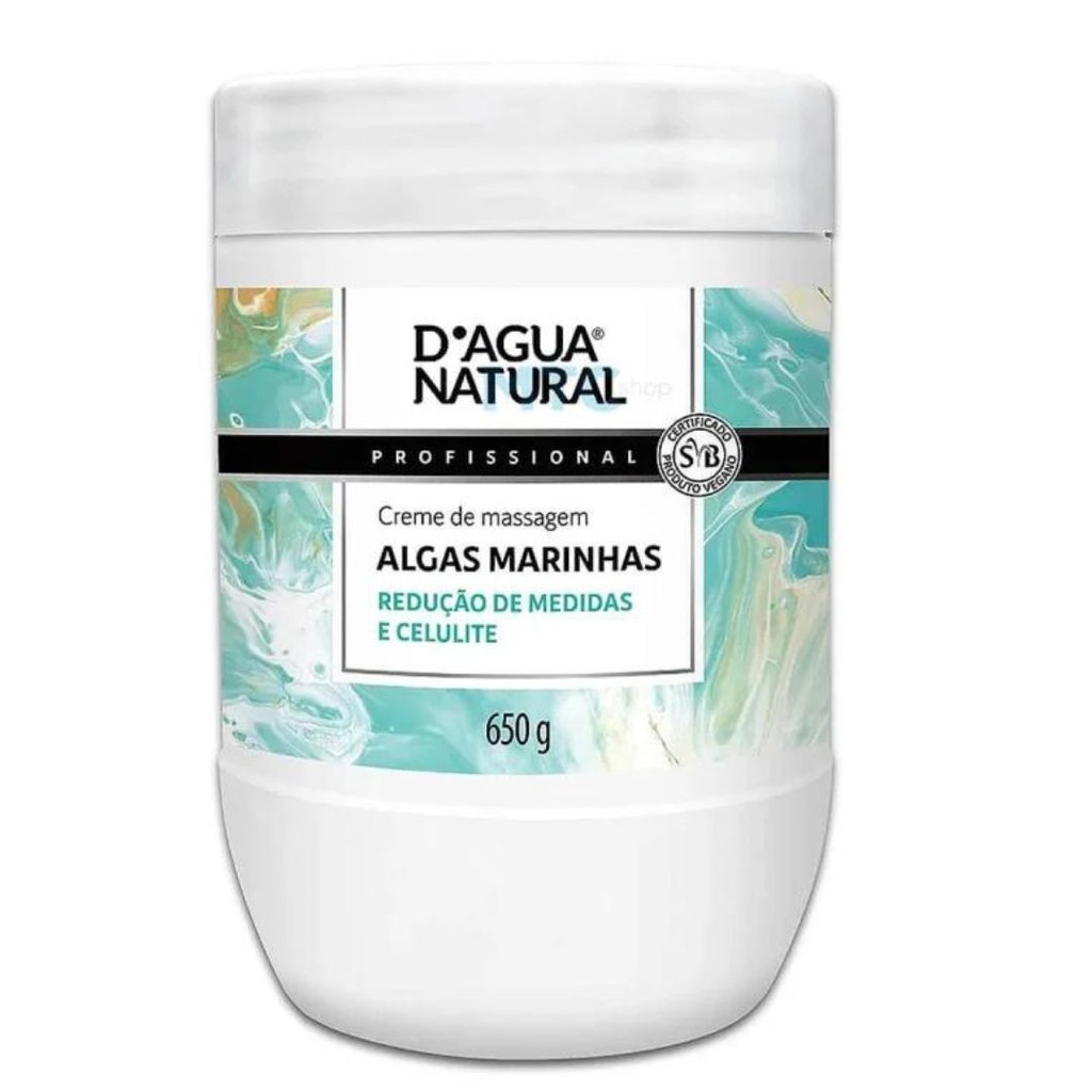 Creme De Massagem Algas Marinhas 650g Celulite D´agua Natural em Oferta na Shopee