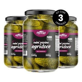 Kit 03 Mini Pepinos Agridoce em Conserva Rigomel 300g em Oferta na Shopee