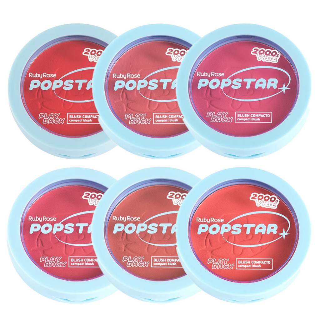 Blush Compacto Ruby Rose Playback Popstar Hbm08 em Oferta na Shopee