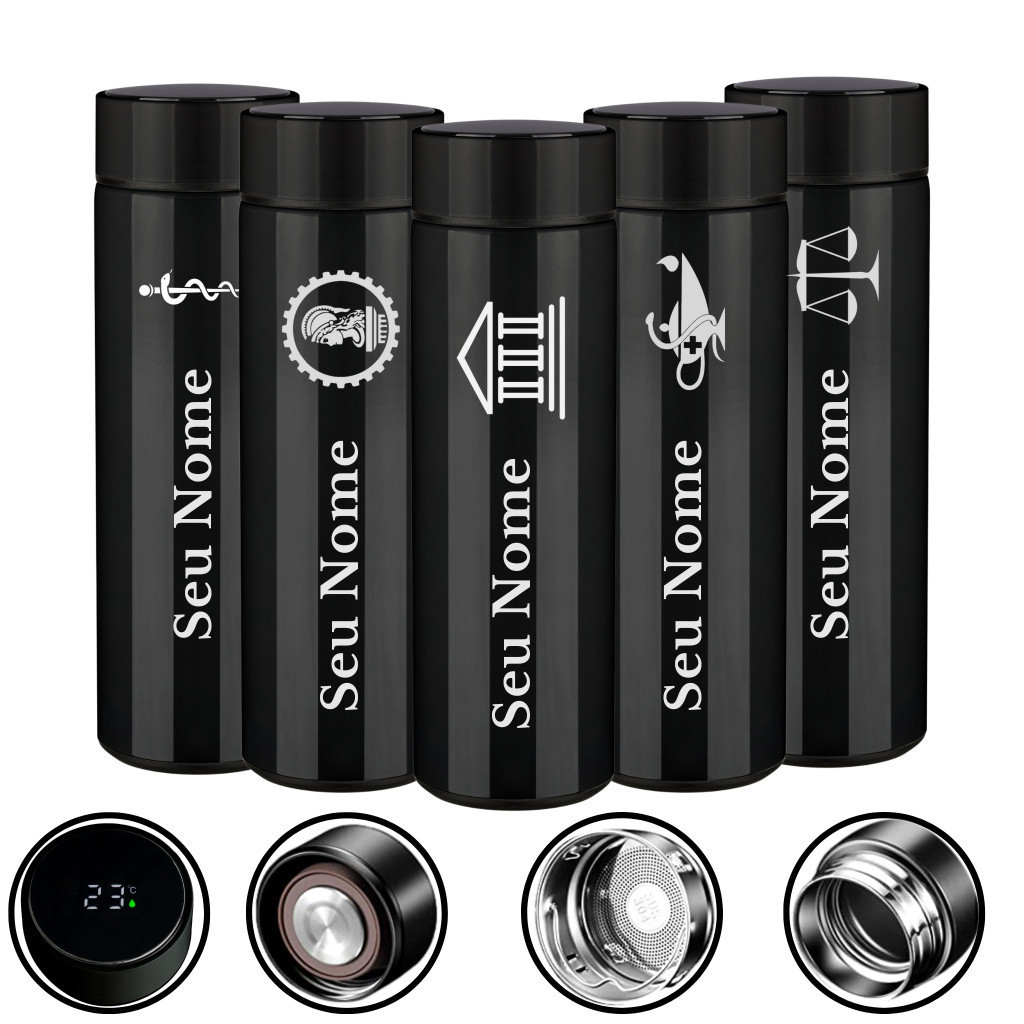 Garrafa Térmica LED Personalizada Todas Profissões  Nome Digital 500 ML