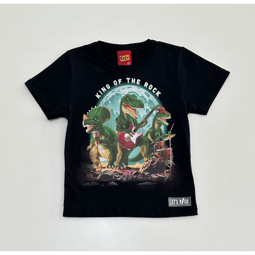 Camiseta Infantil Kyly Menino Malha Algodão Festa Moda Casual Estampa Dinossauro