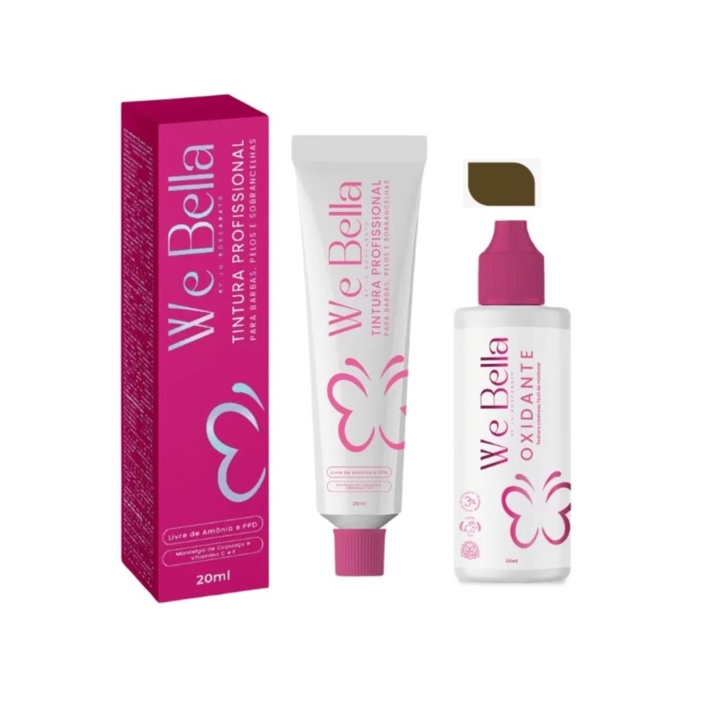 Oxidante Creme 50ml + Tintura Castanho Claro 20ml We Bella Para Cílios e Sorancelhas
