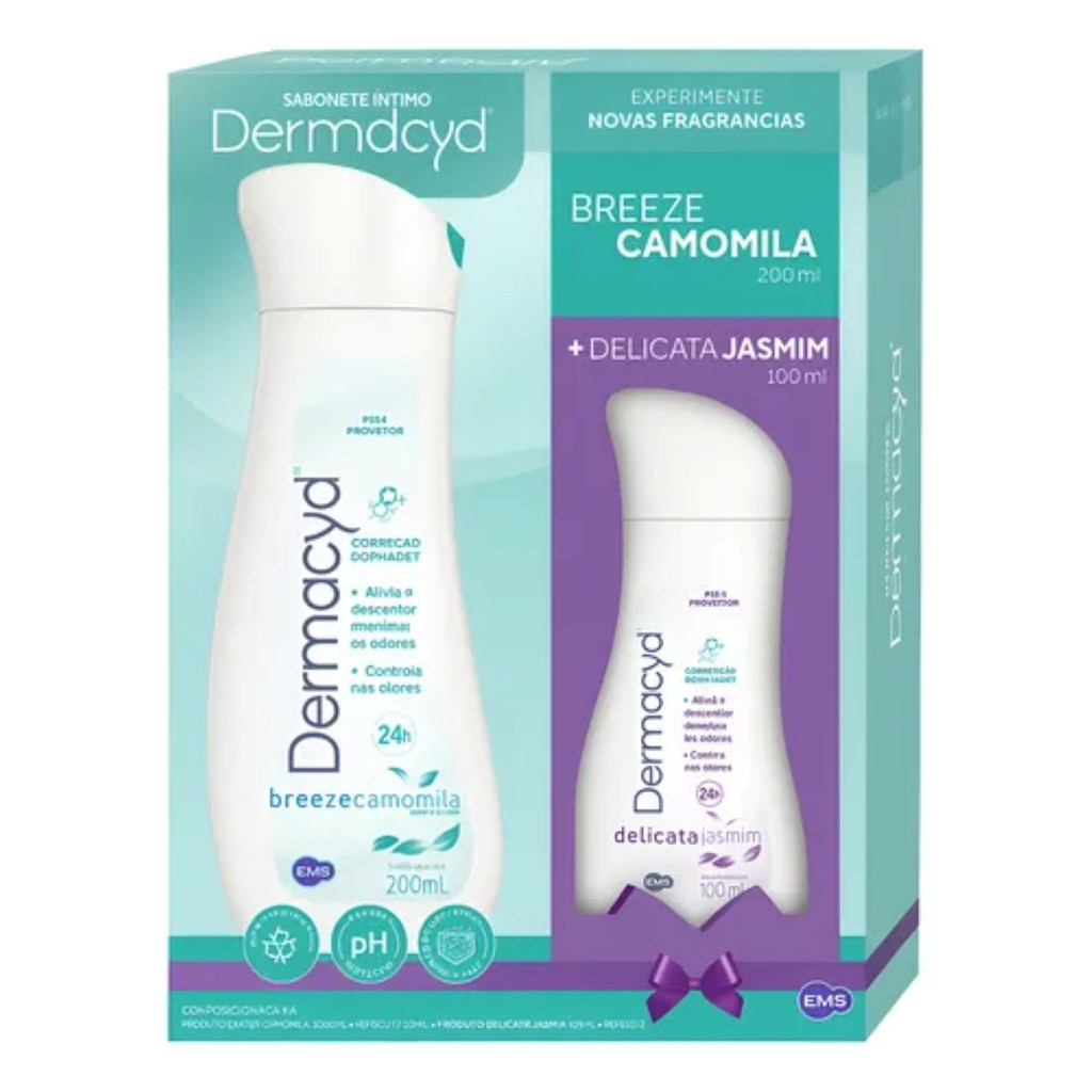 Kit Sabonete Íntimo Dermacyd Camomila 200ml + Jasmim 100ml
