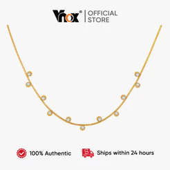 Vnox Zircão Cúbico Redondo Cobra Link Corrente Colar Para Mulher , Aço Inoxidável À Prova Dwaterproof Água Luxo Moda Jói