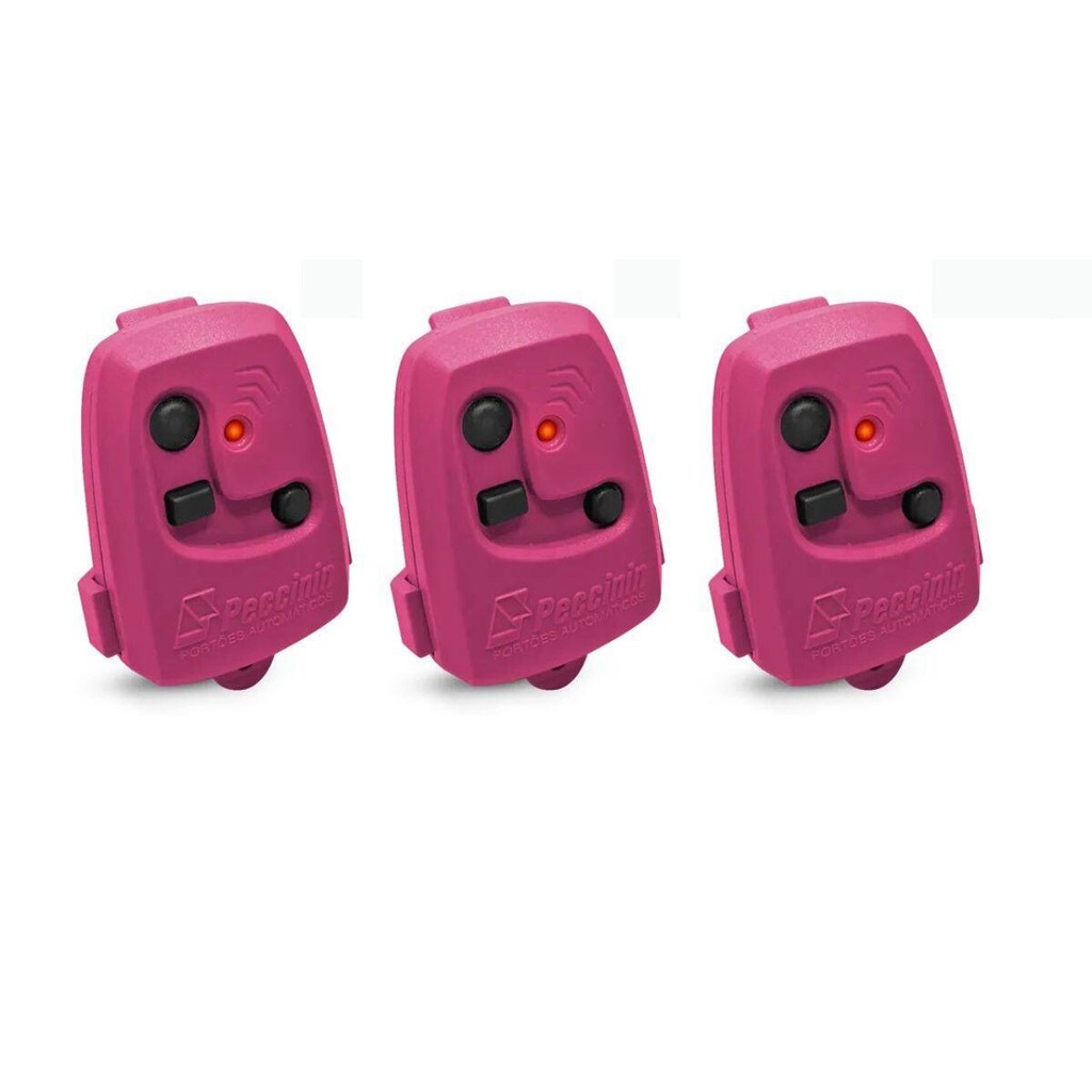 Kit 3 Controles para Portão Peccinin Nice Frequência 433,92 Mhz 3x Tx Rosa