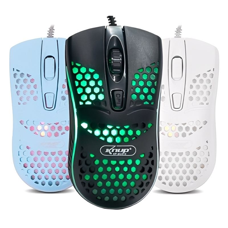 Mouse Gamer 3 Botões Óptico 1000DPI Ajustável Com Fio Plug and Play Compatível com PC e Mac KP-MU010
