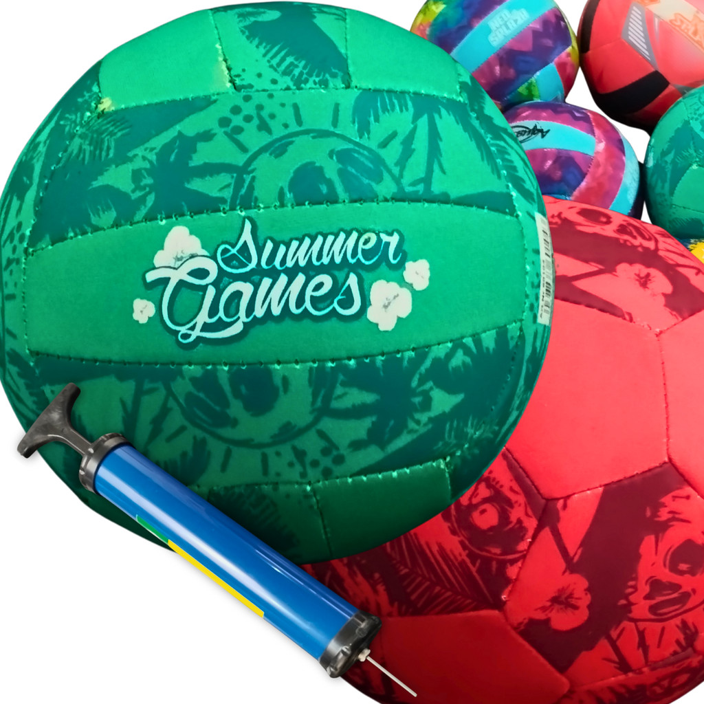 Kit 2 Bolas de Vôlei Infantil N2 com Bomba para Praia, Piscina e Recreação